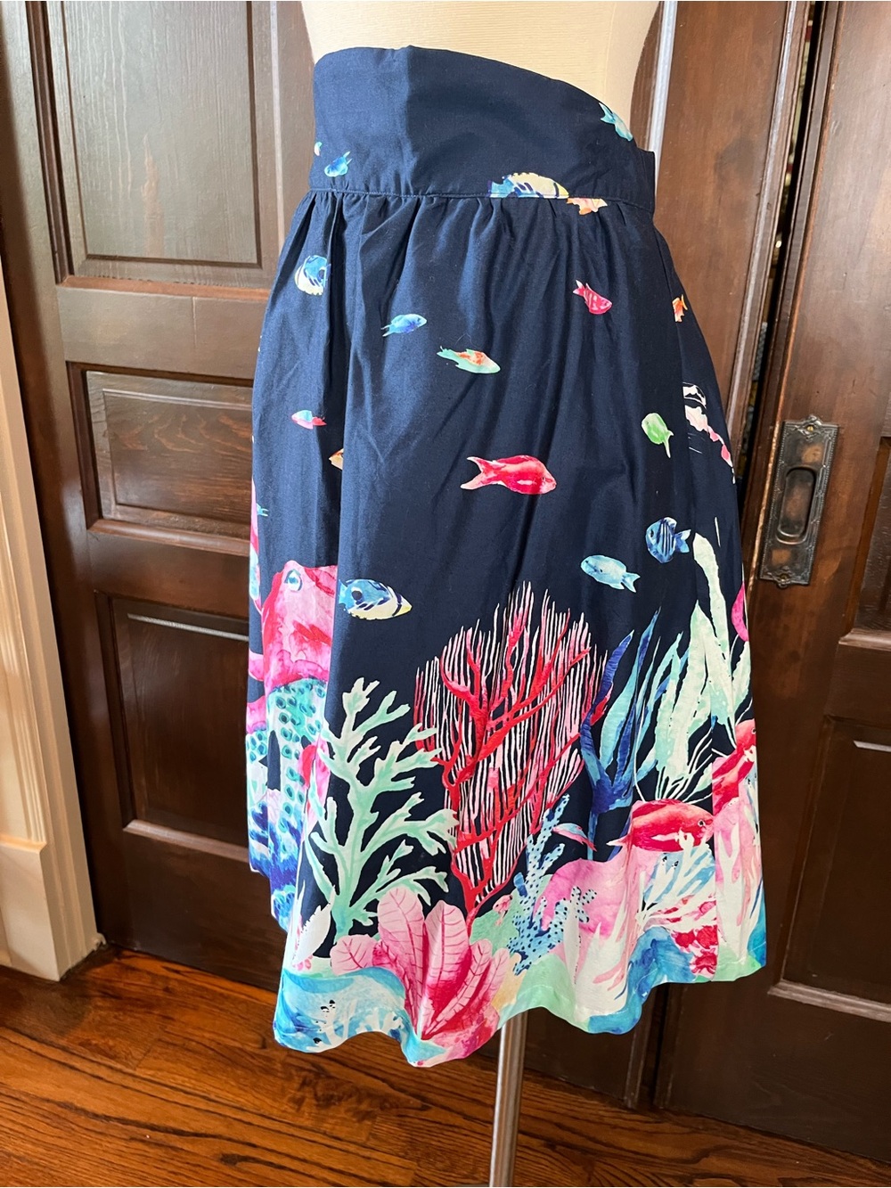 ModCloth Under the Sea Octopus Skirt Size L Marine Life Whimsical Teacher Pocket - Picture 4 of 12